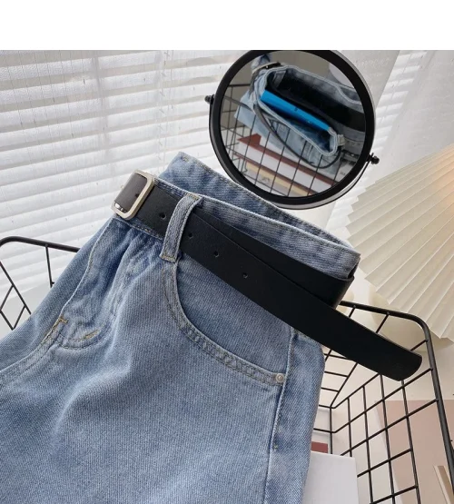 Novos shorts jeans femininos de cintura alta, verão, finos, soltos, emagrecedores, curvos, linha A, perna larga, jeans da moda, 2021 - Imagem 31
