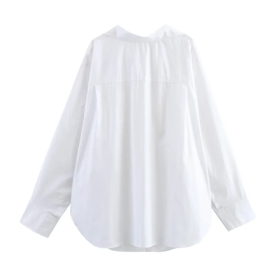 ETJ 2025 Primavera novo design de moda feminina simples versão solta de camisa de popeline de manga comprida tudo-em-um casual e confortável - Imagem 29