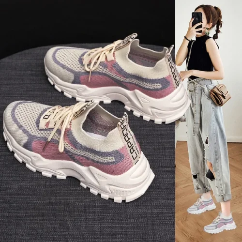 2025 Spring New Ultra-light Running Shoes Sports Women's Shoes Mesh Non-slip Breathable Soft-soled Lightweight Casual Shoes - Imagem 8