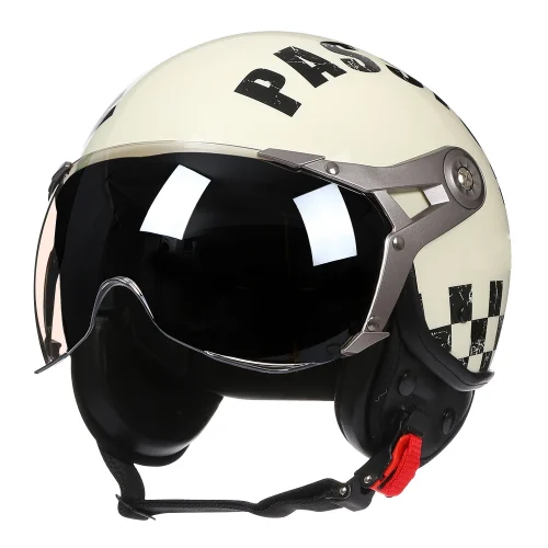 Vintage tt & cocascos capacete da motocicleta jet com viseira moto equitação 3/4 aberto meio capacete retro scooter capacete moto - Imagem 11