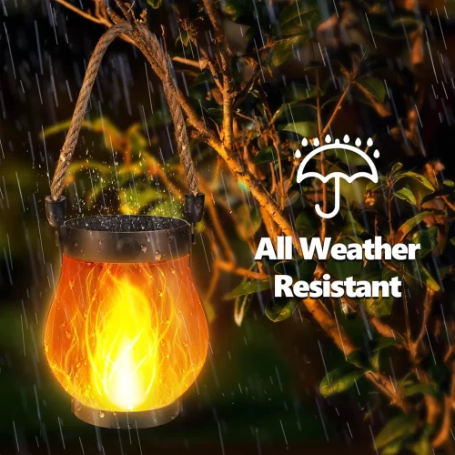 Pendurável luzes de chama solar à prova dwaterproof água ao ar livre lâmpada acampamento jardim lanterna luzes quintal decorativo festa halloween decoração casa - Imagem 4