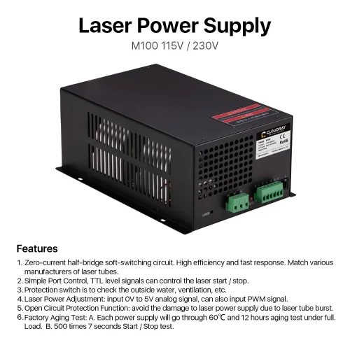 Cloudray-Fonte de Alimentação Laser para Gravação e Corte, CO2, M100W, 80-100W - Imagem 11