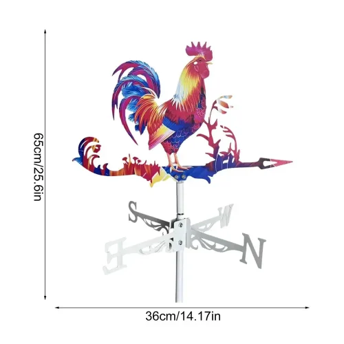 Metal Rooster Weather Vane, Decorações de animais, Wind Spinner para jardim, fazenda, quintal, decorações ao ar livre - Imagem 7