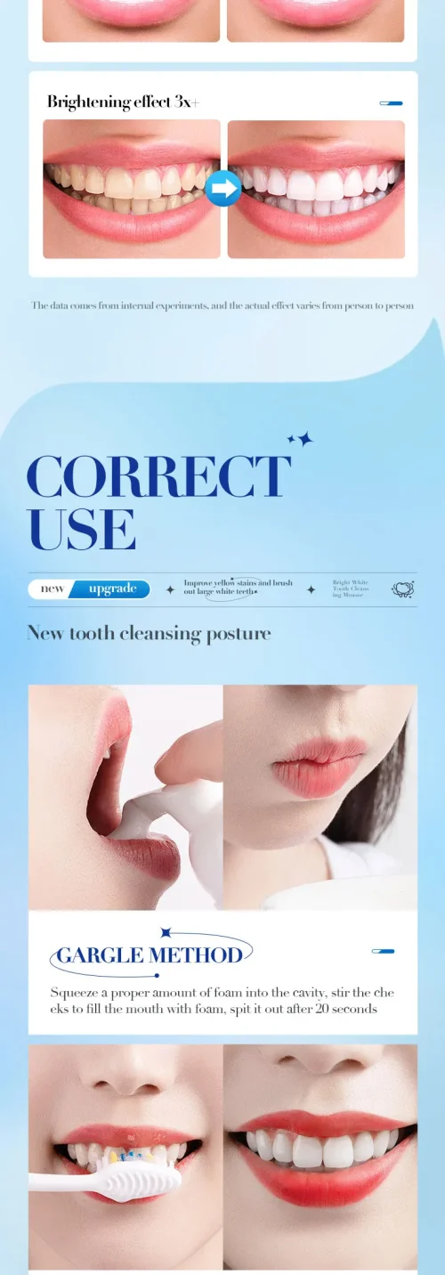 SADOER Mousse de limpeza de dentes branca brilhante, tártaro de limpeza, gengivas, dentes, cuidados de fixação de dentes orais frescos - Imagem 14