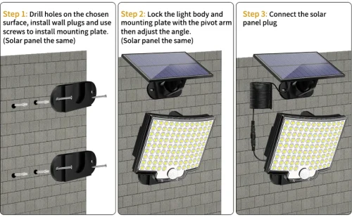 106/318 LED luz solar ao ar livre 328 holofotes LED IP65 à prova d'água sensor de movimento luzes de segurança de inundação solar humana 3 modos - Imagem 25