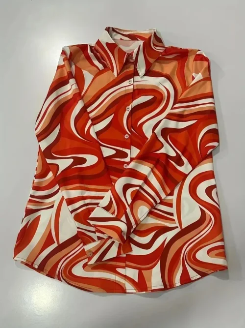 Moda de luxo camisas femininas topos textura listrado impressão camisas femininas primavera nova 2025 manga longa camisa escritório negócios - Imagem 5