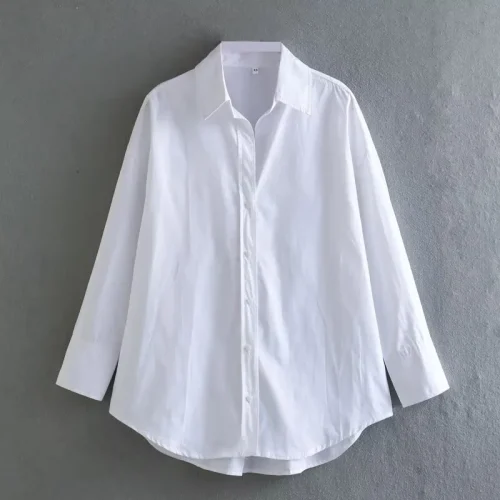ETJ 2025 primavera feminina nova moda Europa-Americana listrada manga comprida lapela versão solta camisa popeline seleção multicolorida - Imagem 12