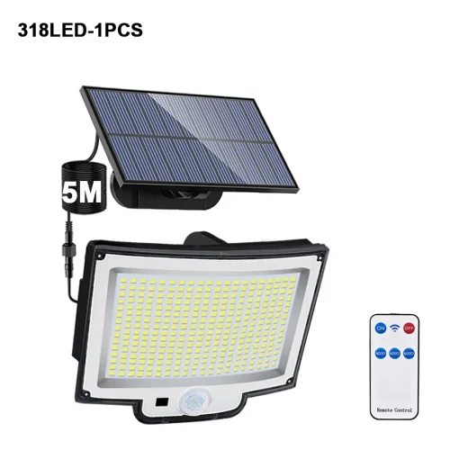 106/318 LED luz solar ao ar livre 328 holofotes LED IP65 à prova d'água sensor de movimento luzes de segurança de inundação solar humana 3 modos - Imagem 17