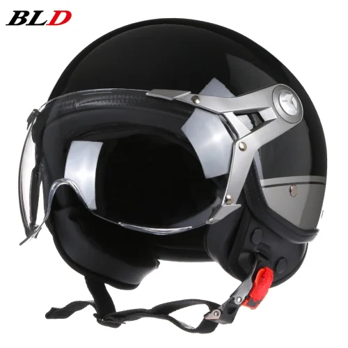 Vintage tt & cocascos capacete da motocicleta jet com viseira moto equitação 3/4 aberto meio capacete retro scooter capacete moto - Imagem 5