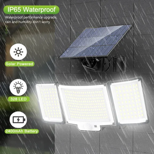 106/318 LED luz solar ao ar livre 328 holofotes LED IP65 à prova d'água sensor de movimento luzes de segurança de inundação solar humana 3 modos - Imagem 40