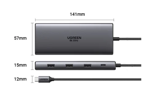 UGREEN Dual HDMI USB-C HUB 8K 4K Adaptador HDMI 10 em 1 Divisor com RJ45 USB3.0 PD 100W Dock para MacBook Pro Air Laptop USB HUB - Imagem 35