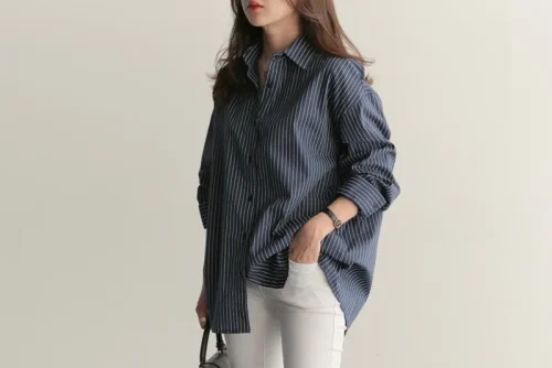 Realeft primavera verão listrado blusa feminina 2025 nova manga longa único breasted casual solto camisas coreanas topo feminino - Imagem 7