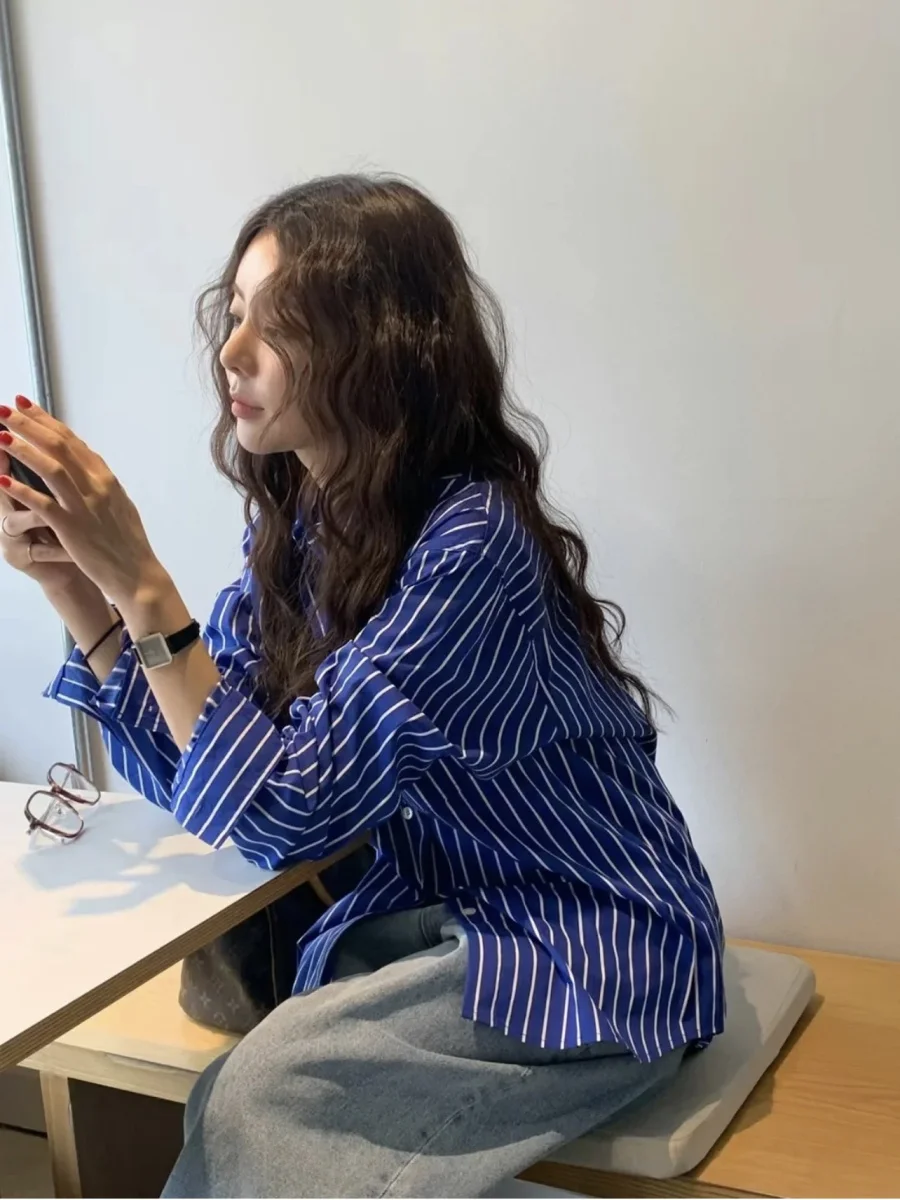 ETJ 2025 Primavera novo design de moda feminina simples versão solta de camisa de popeline de manga comprida tudo-em-um casual e confortável - Imagem 5