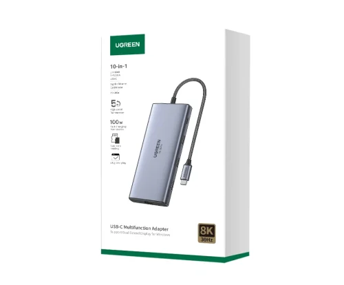 UGREEN Dual HDMI USB-C HUB 8K 4K Adaptador HDMI 10 em 1 Divisor com RJ45 USB3.0 PD 100W Dock para MacBook Pro Air Laptop USB HUB - Imagem 36