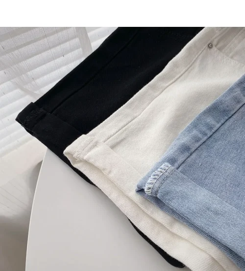 Novos shorts jeans femininos de cintura alta, verão, finos, soltos, emagrecedores, curvos, linha A, perna larga, jeans da moda, 2021 - Imagem 24