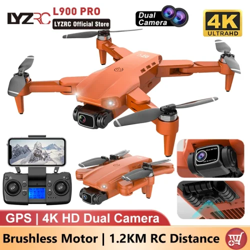 Lyrc l900 pro gps drone 4k profissional hd câmera dupla 5g wifi motor sem escova fpv quadcopter dobrável fotografia aérea drone