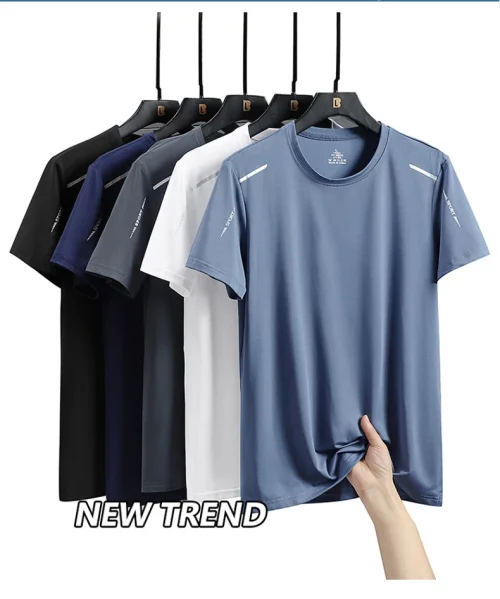 Chrlck camisetas masculinas de secagem rápida, respirável, caminhadas, pesca, elasticidade macia, esportes ao ar livre, camisa curta, verão - Imagem 13
