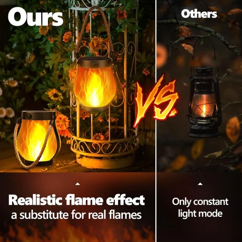 Pendurável luzes de chama solar à prova dwaterproof água ao ar livre lâmpada acampamento jardim lanterna luzes quintal decorativo festa halloween decoração casa - Imagem 10