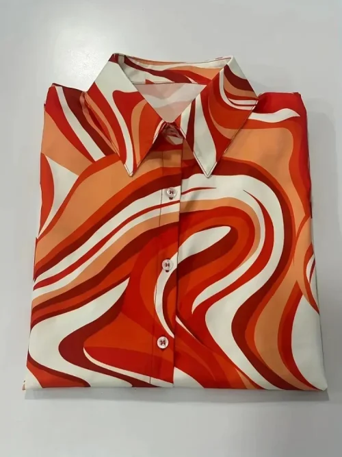 Moda de luxo camisas femininas topos textura listrado impressão camisas femininas primavera nova 2025 manga longa camisa escritório negócios - Imagem 6