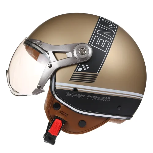 Vintage tt & cocascos capacete da motocicleta jet com viseira moto equitação 3/4 aberto meio capacete retro scooter capacete moto - Imagem 3