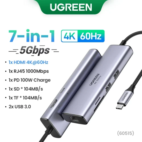 UGREEN Dual HDMI USB-C HUB 8K 4K Adaptador HDMI 10 em 1 Divisor com RJ45 USB3.0 PD 100W Dock para MacBook Pro Air Laptop USB HUB - Imagem 14