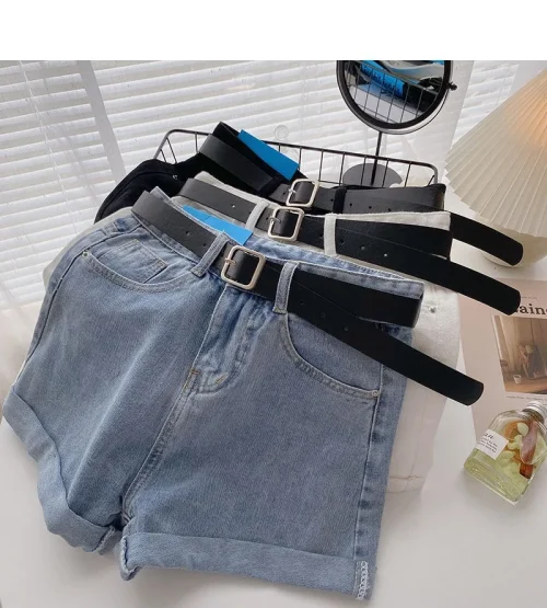 Novos shorts jeans femininos de cintura alta, verão, finos, soltos, emagrecedores, curvos, linha A, perna larga, jeans da moda, 2021 - Imagem 15