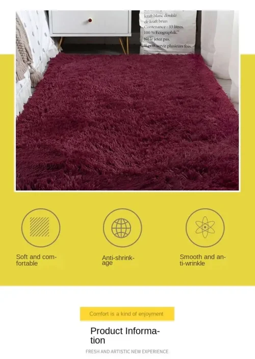 Vikama lã de seda cor sólida sala de estar quarto cabeceira sofá tapete macio casa luz luxo antiderrapante sujo resistente lavável - Imagem 13