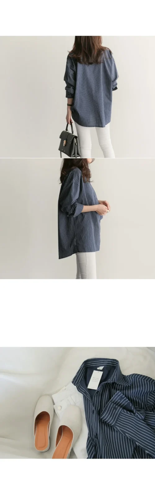 Realeft primavera verão listrado blusa feminina 2025 nova manga longa único breasted casual solto camisas coreanas topo feminino - Imagem 9