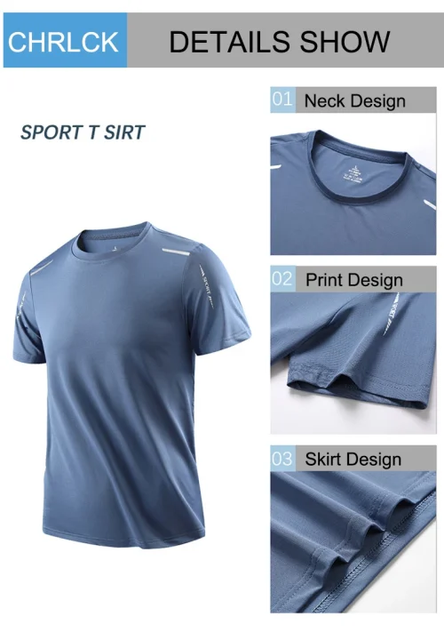 Chrlck camisetas masculinas de secagem rápida, respirável, caminhadas, pesca, elasticidade macia, esportes ao ar livre, camisa curta, verão - Imagem 15