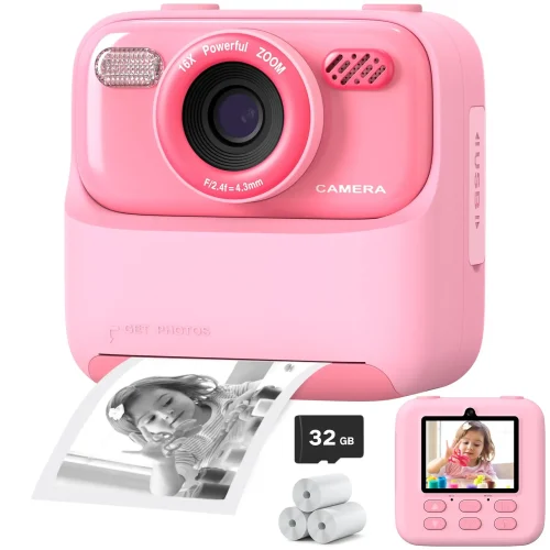 AMORUS Crianças Câmera Instantânea 1080P HD Lente Dupla Selfie Câmera Digital para Meninas Meninos Presentes de Aniversário de Natal Brinquedos Com Impressão 32G - Imagem 9